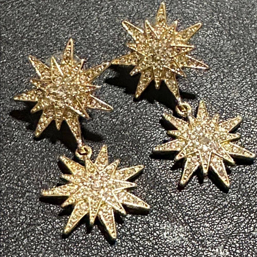 BaubleBar Celestial Drop Gold Tone Star Earrings